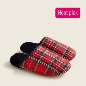 NWT | J. Crew Sherpa-lined slippers in plaid